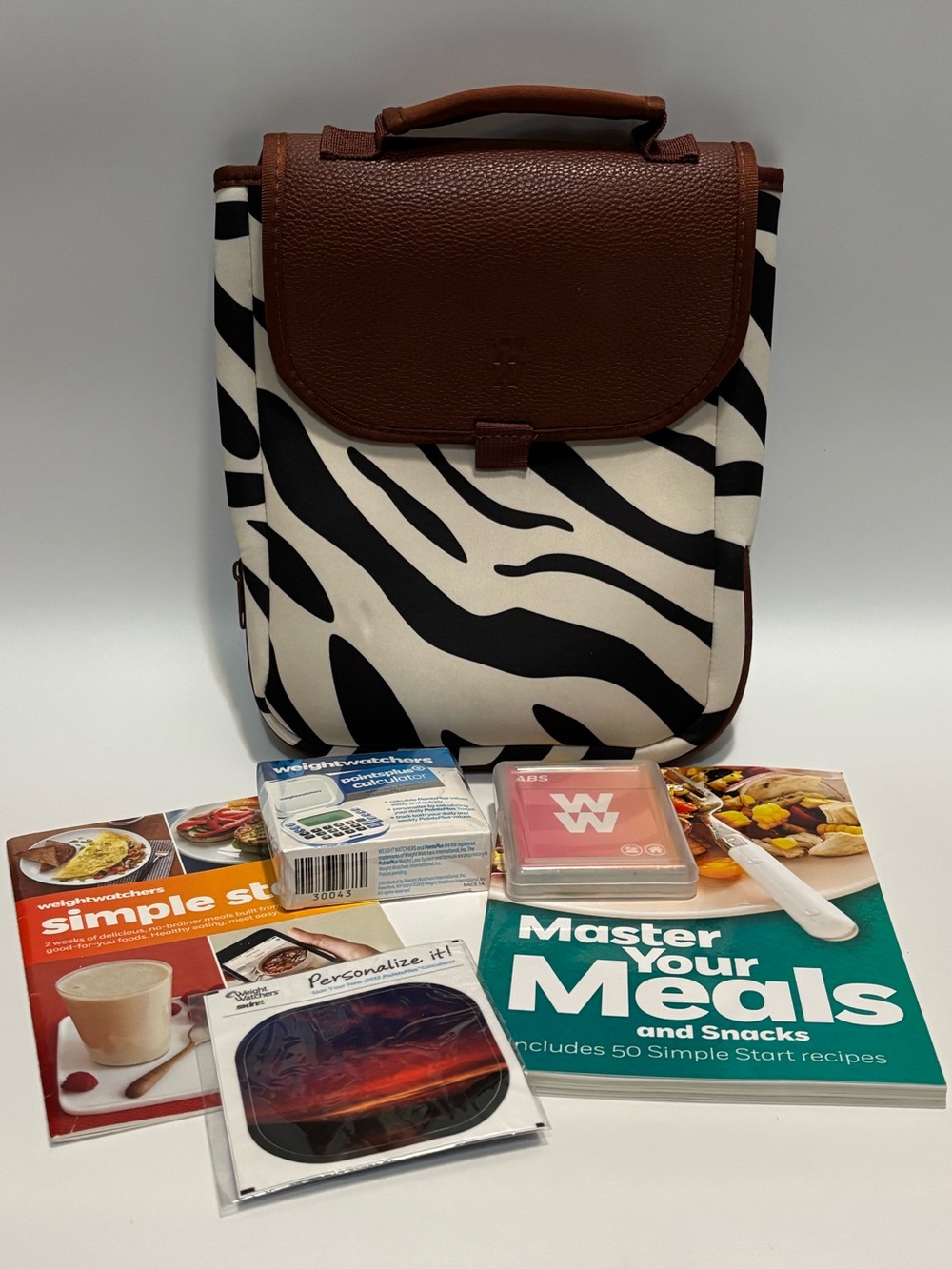 Weight Watchers Zebra Lunch Tote Custom Bundle PointsPlus Calculator & Books L